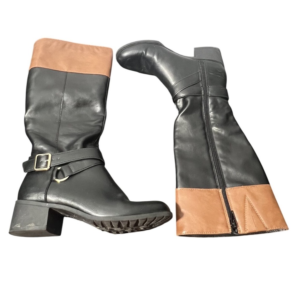 Style&co. Women's‎ 6M Black Brown Two-Tone Block Heel Knee-High Boots